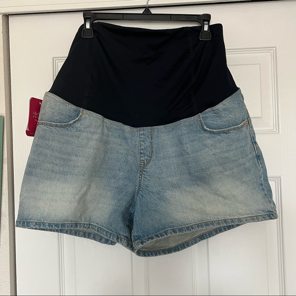 Isabel Maternity Over Belly Jean Midi Shorts Size 14/32 NWT